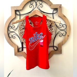 NIKE size Small girls racer back tank in red, white and blue.  NWT